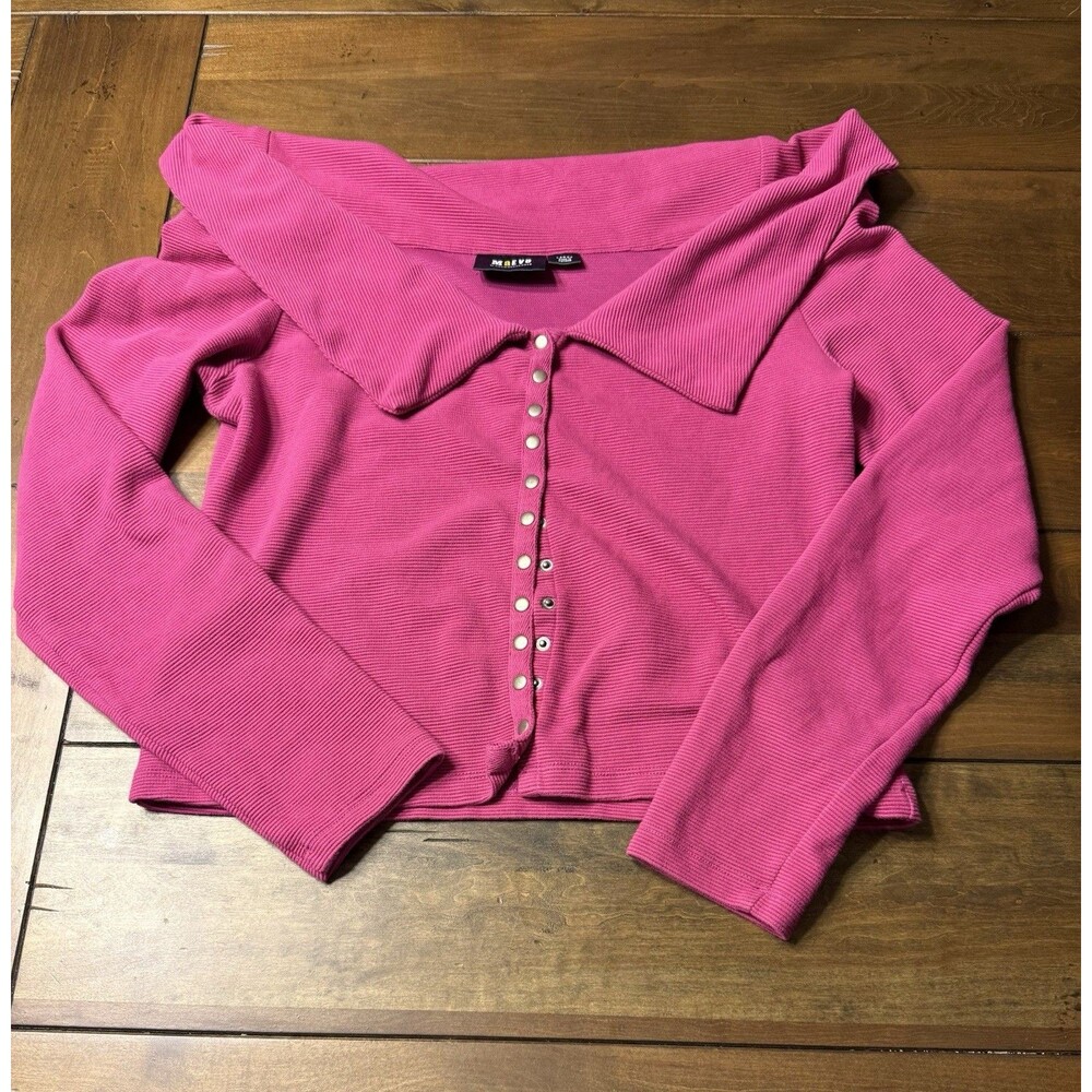 Anthropologie Size L Maeve Off-The-Shoulder Buttondown Top Pink